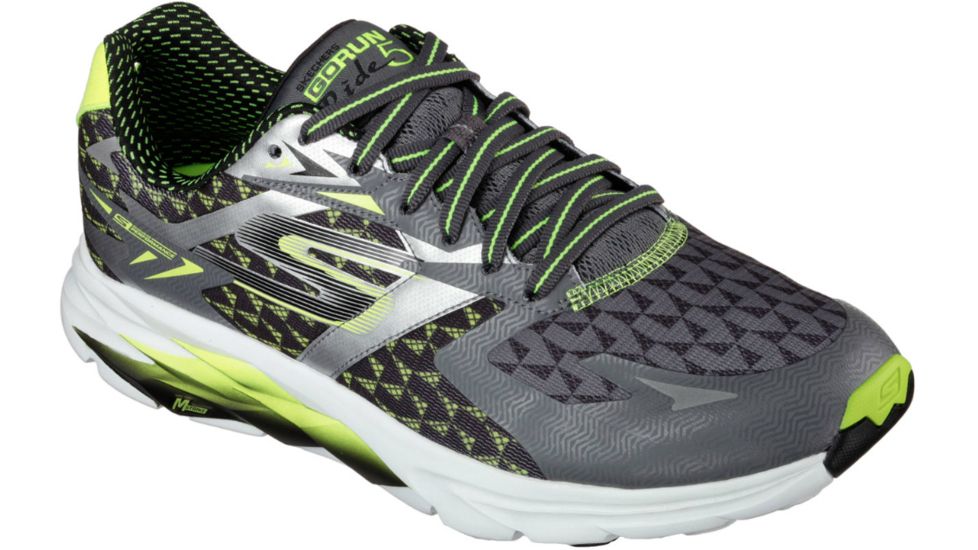 Skechers GOrun Ride 5 Road Running Shoe - Men's-Charcoal/Lime-Medium-12