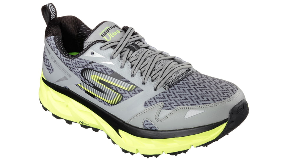 Skechers GOtrail Ultra 3 Trail Running Shoe - Men's-Gray/Yellow-Medium-9