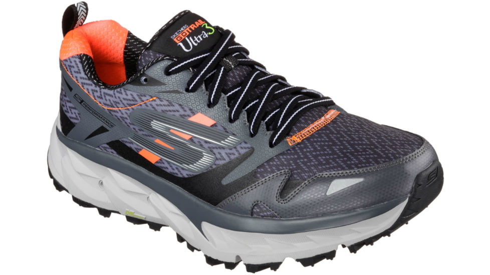Skechers GOtrail Ultra 3 Trail Running Shoe - Men's-Charcoal/Orange-Medium-10