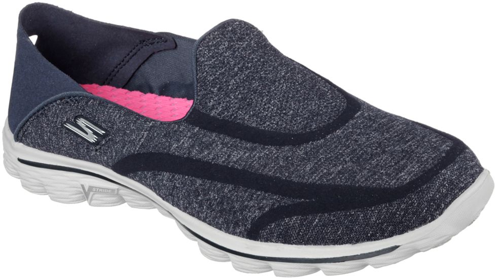 Skechers GoWalk 2 Super Sock Defy Casual Shoe - Women's-Navy/Grey-Medium-6