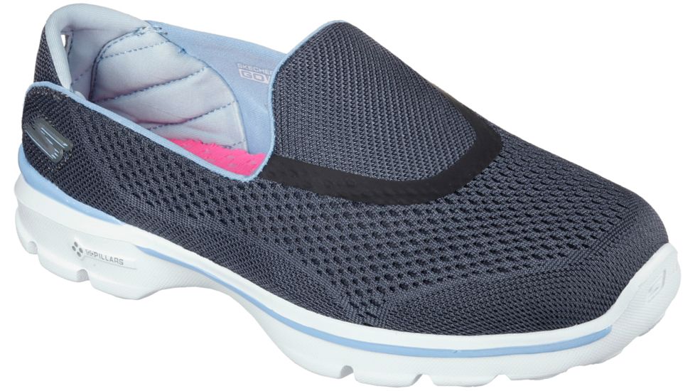 Skechers GoWalk 3 Strike Casual Shoe - Women's-Charcoal/Blue-Medium-6