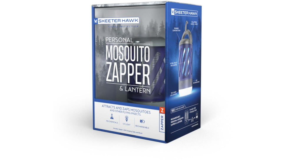SKEETER HAWK Rechargeable Personal Bug Zapper w/ LED Lantern, Grey, SKE-ZAP-0001