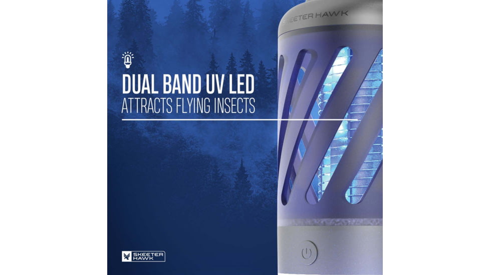 SKEETER HAWK Rechargeable Personal Bug Zapper w/ LED Lantern, Grey, SKE-ZAP-0001