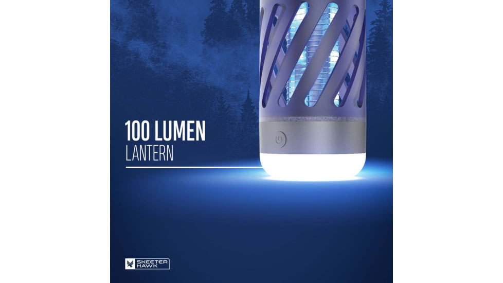 SKEETER HAWK Rechargeable Personal Bug Zapper w/ LED Lantern, Grey, SKE-ZAP-0001