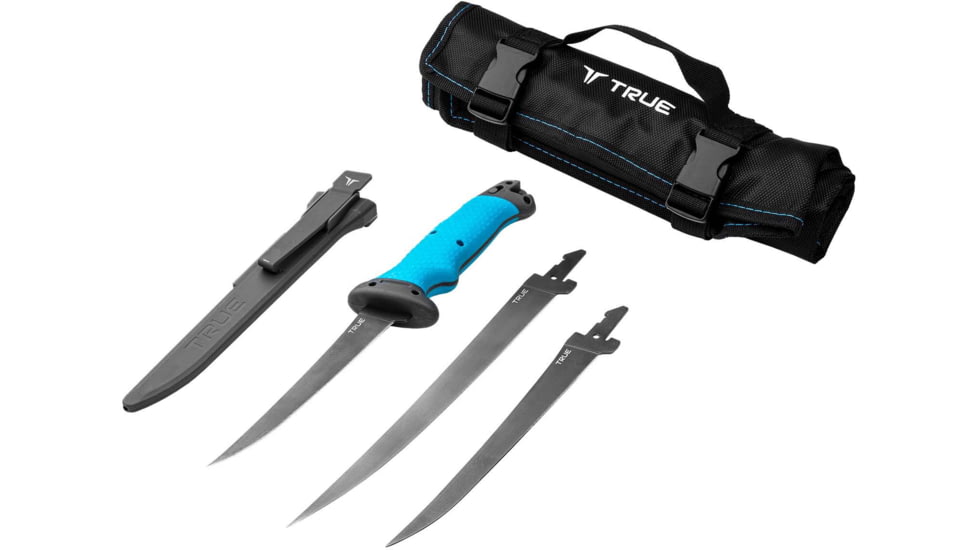 TRUE Fishing Fixed Blade Knives Kit, 6/7.5/9.5in, 5Cr13 Steel, Fillet, TPR Handle, Titanium Nitride, TRU-FXK-1000