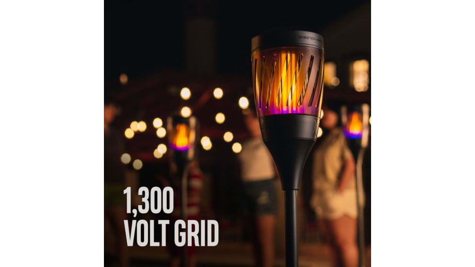 SKEETER HAWK Solar Torch Zapper w/ Flickering Flame, Grey, SKE-ZAP-1008