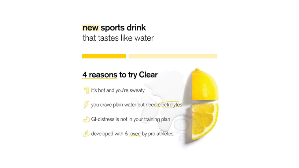 Skratch Labs Clear Hydration Drink Mix, Hint of Lemon, 240g, 16 Serving Bag, CLR-LM-240g