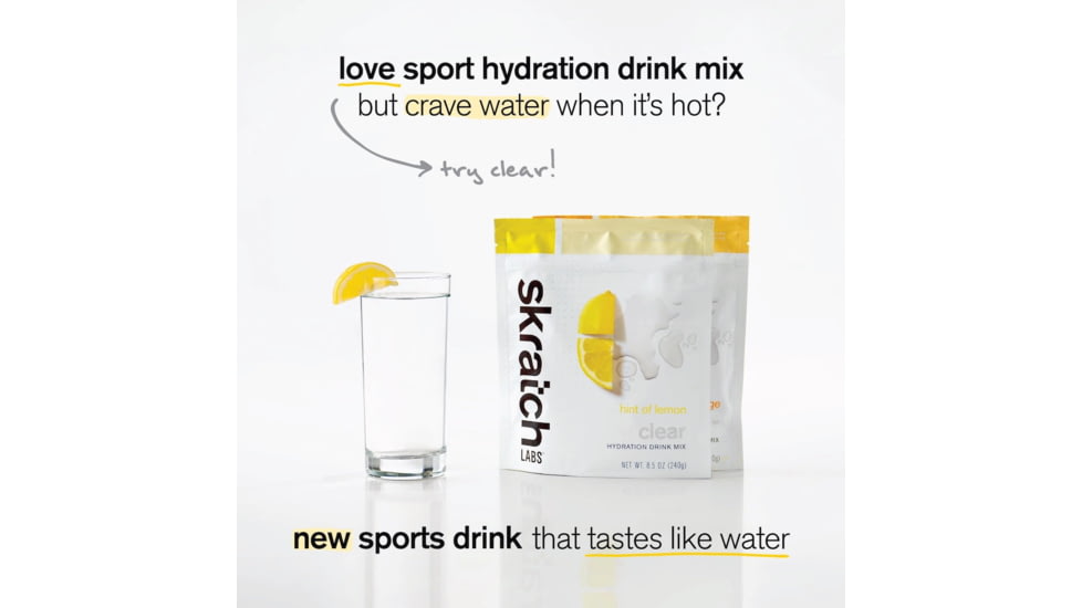 Skratch Labs Clear Hydration Drink Mix, Hint of Lemon, 240g, 16 Serving Bag, CLR-LM-240g