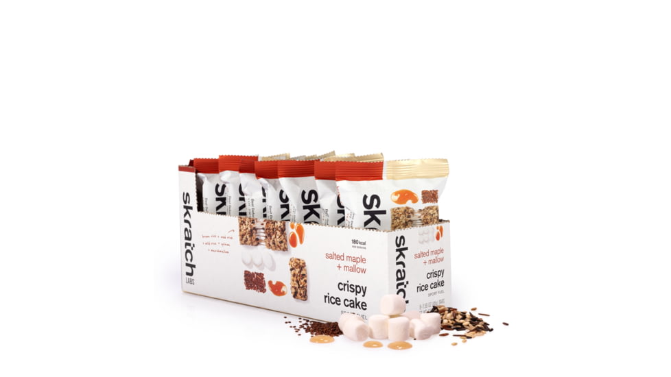 Skratch Labs Crispy Rice Cake Sport Fuel, Salted Maple + Mallow, 45g Bar, 8 Pack Singles, CRC-MP-45g/8
