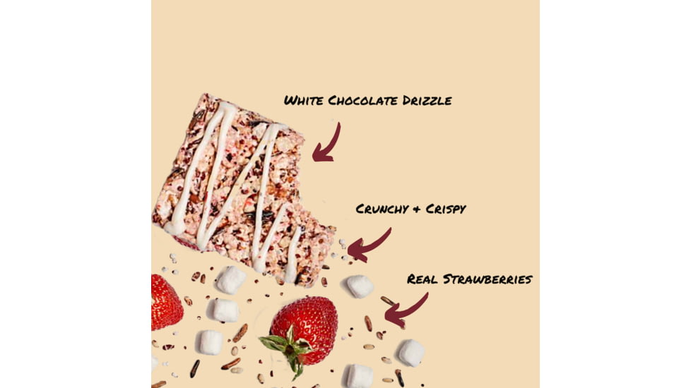 Skratch Labs Crispy Rice Cake Sport Fuel, Strawberries + Mallow, 45g Bar, 8 Pack Singles, CRC-SB-45g/8
