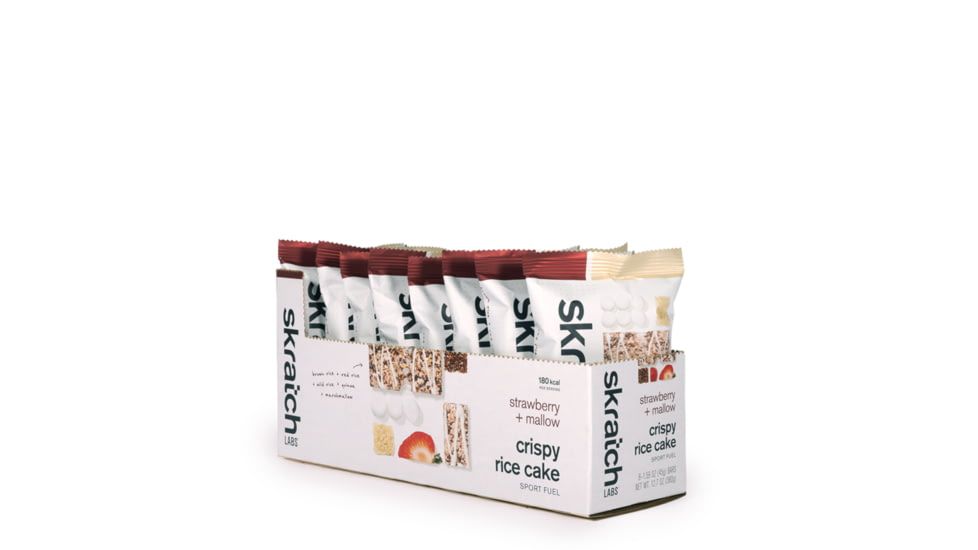Skratch Labs Crispy Rice Cake Sport Fuel, Strawberries + Mallow, 45g Bar, 8 Pack Singles, CRC-SB-45g/8