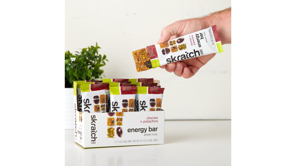 Skratch Labs Energy Bar Sport Fuel, Cherry + Pistachio, 50g Bar, 12 Pack Singles, EBF-CP-50g/12