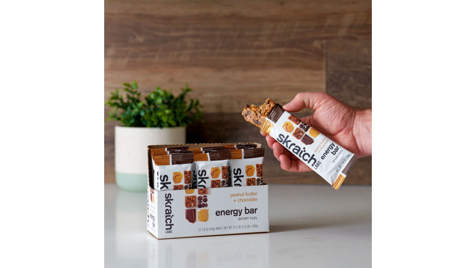 Skratch Labs Energy Bar Sport Fuel, Peanut Butter + Chocolate, 50g Bar, 12 Pack Singles, EBF-PC-50g/12