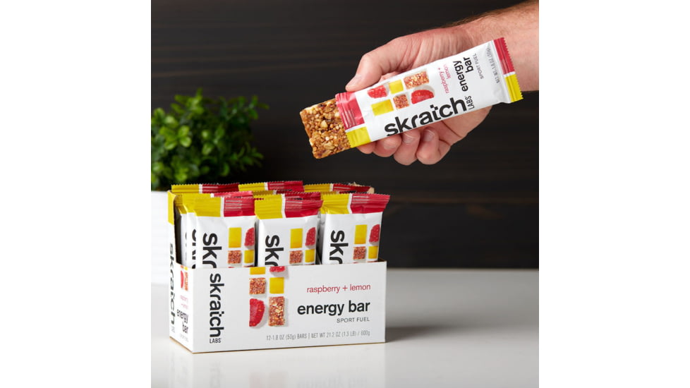 Skratch Labs Energy Bar Sport Fuel, Raspberries + Lemons, 50g Bar, 12 Pack Singles, EBF-RL-50g/12