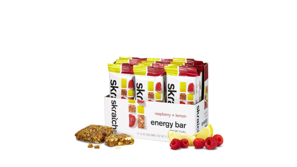 Skratch Labs Energy Bar Sport Fuel, Raspberries + Lemons, 50g Bar, 12 Pack Singles, EBF-RL-50g/12