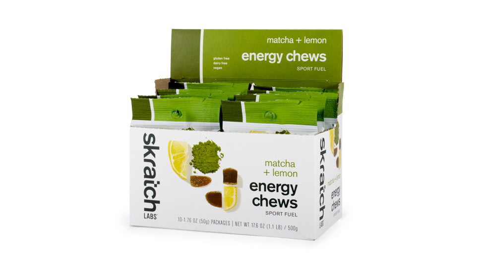 Skratch Labs Energy Chews Sport Fuel, Matcha Green Tea + Lemon, 50g Seving, 10 Pack Singles, ECS-ML-50g/10