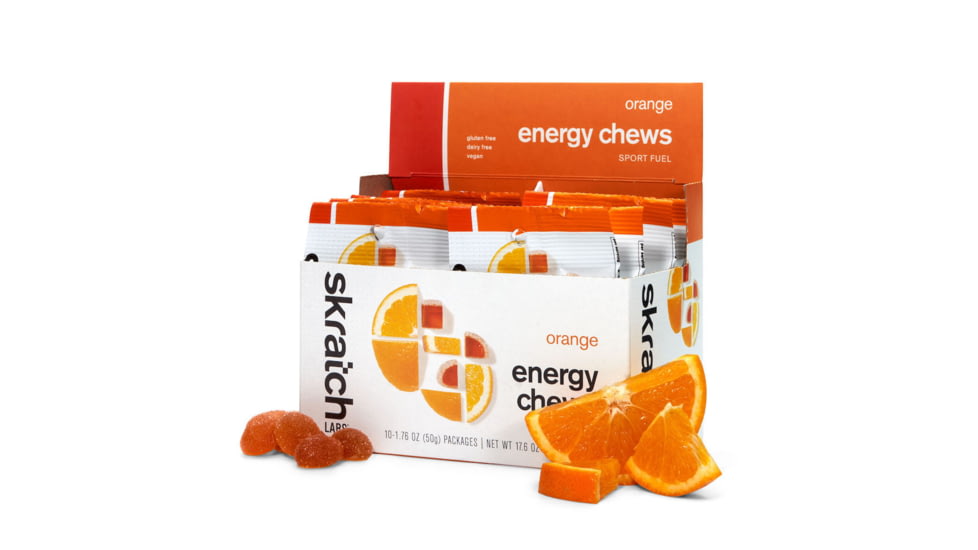 Skratch Labs Energy Chews Sport Fuel, Orange, 50g Seving, 10 Pack Singles, ECS-OR-50g/10