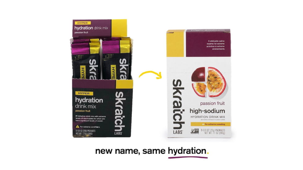 Skratch Labs High-Sodium Hydration Drink Mix, Passion Fruit, 25g Serving, 8 Pack Singles, HDM-PF-25g/8