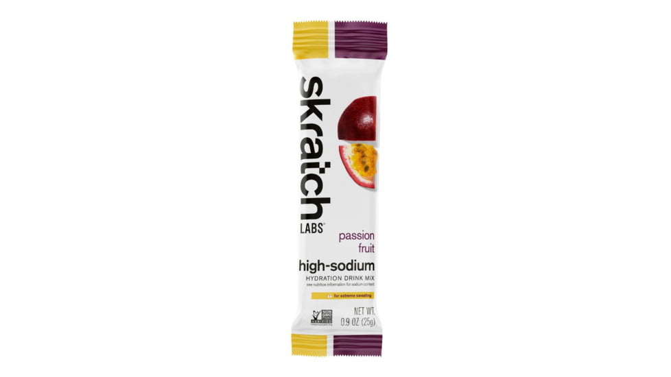 Skratch Labs High-Sodium Hydration Drink Mix, Passion Fruit, 25g Serving, 8 Pack Singles, HDM-PF-25g/8