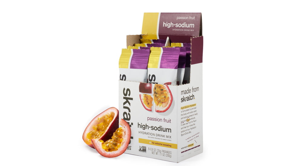 Skratch Labs High-Sodium Hydration Drink Mix, Passion Fruit, 25g Serving, 8 Pack Singles, HDM-PF-25g/8