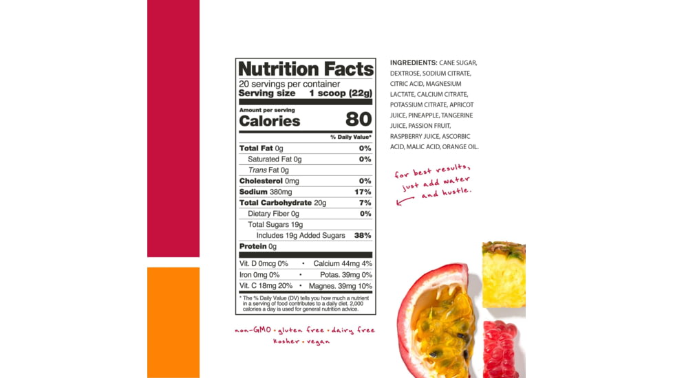 Skratch Labs Hydration Sports Drink Mix, Fruit Punch, 440g, 20 Pack Singles, SDM-FP-22g/20