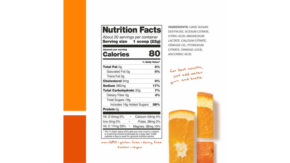 Skratch Labs Hydration Sports Drink Mix, Oranges, 440g, 20 Pack Singles, SDM-OR-22g/20