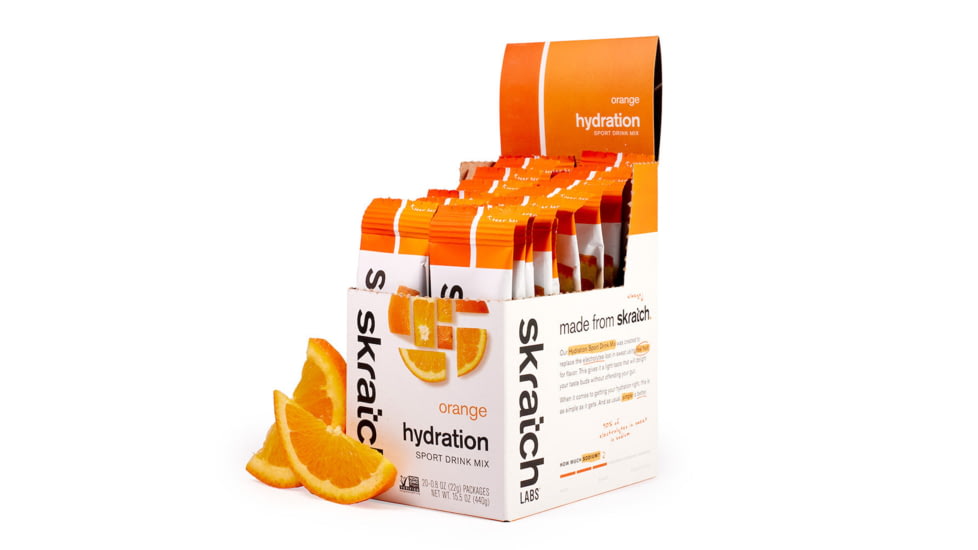 Skratch Labs Hydration Sports Drink Mix, Oranges, 440g, 20 Pack Singles, SDM-OR-22g/20