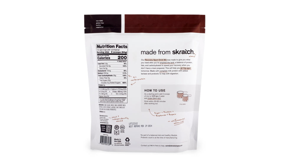 Skratch Labs Recovery Sport Drink Mix, Coffee, 600g, 12 Serving Bag, RDM-FF-600g