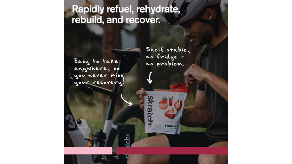 Skratch Labs Recovery Sport Drink Mix, Strawberries + Cream, 600g, 12 Serving Bag, RDM-SB-600g