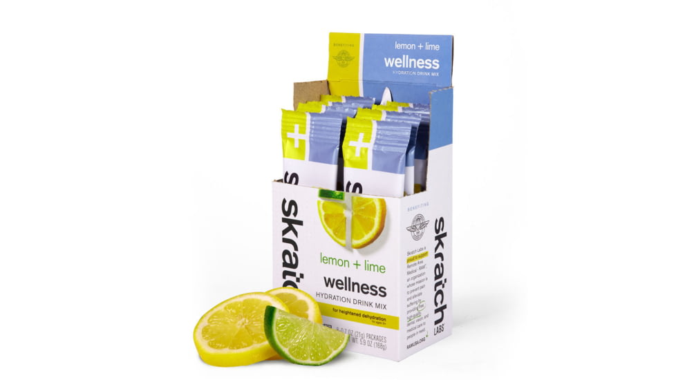 Skratch Labs Wellness Hydration Drink Mix, Lemon + Lime, 21g Serving, 8 Pack Singles, WDM-LL-21g/8