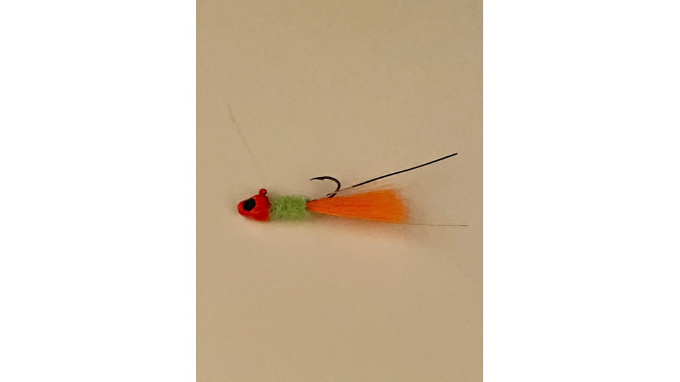 Slaters Jigs Light-nin Flash Jig Number 2 Sickle Hk-1/8 Oz. Orange Head / Lime Flash Body / Orange Tail w/Streamers 12/CD, LF6L6T-18-12