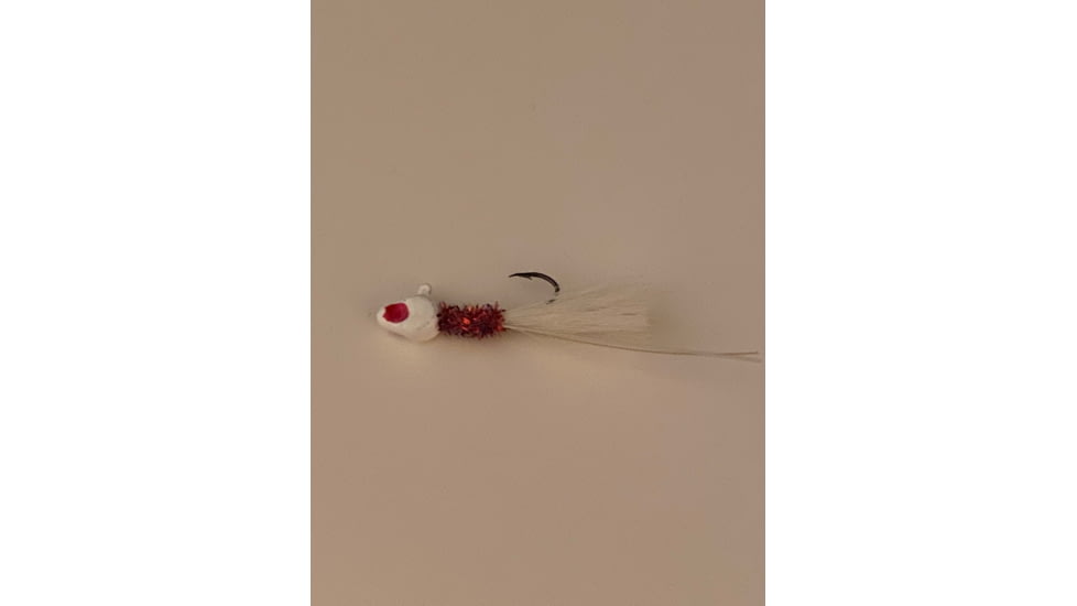 Slaters Jigs Light-nin Flash Jig Number 4 Sickle Hk-1/16 Oz. White Head / Red Flash Body / White Tail w/Streamers 12/CD, LF121T-16-12