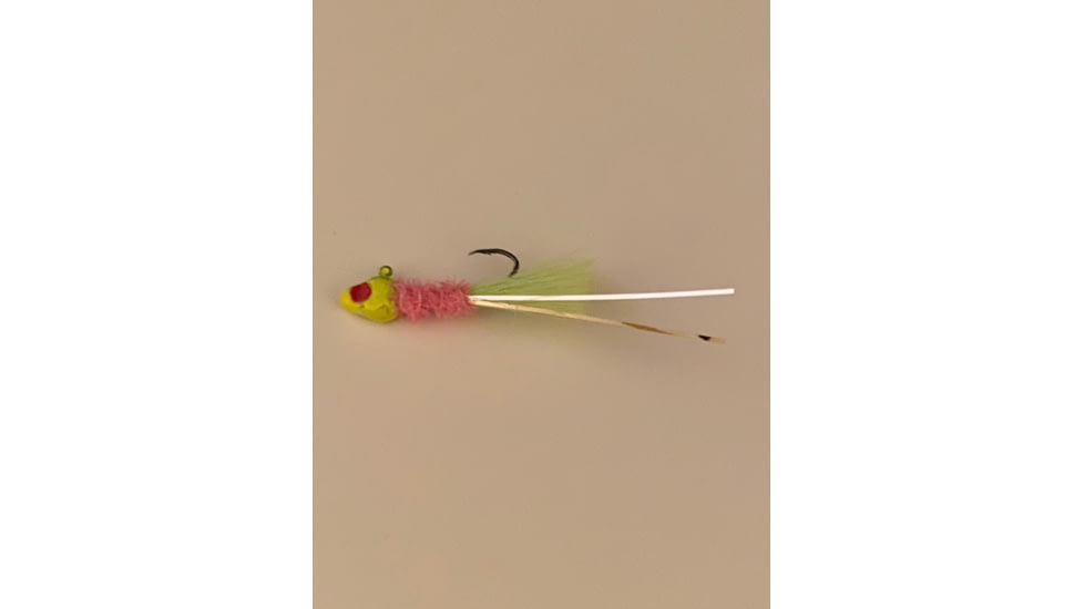 Slaters Jigs Light-nin Flash Jig Number 4 Sickle Hk-1/32 Oz. Chartreuse Head / Pink Flash Body / Chartreuse Tail w/Streamers 12/CD, LF878T-32-12