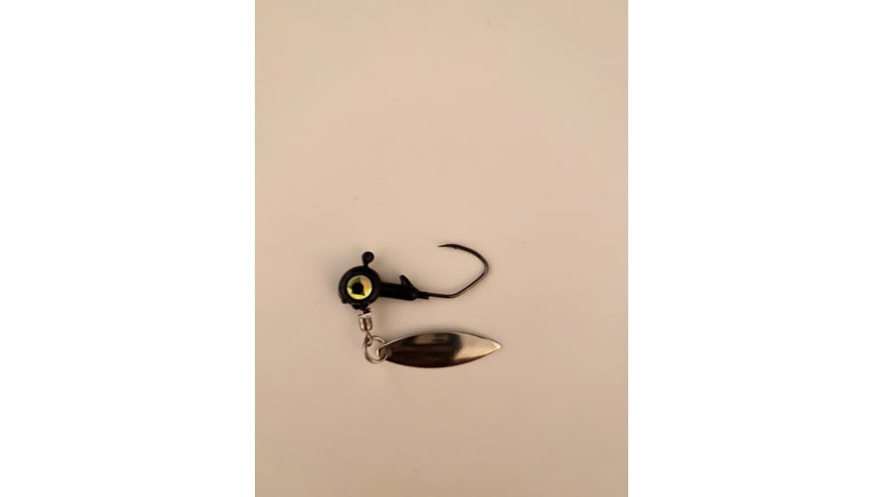 Slaters Jigs Slaters KillRSpin Jig Heads w/Willow Leaf Blade-Underspin Black Number 4 Hk. 1/16 oz. 5 Jig Heads/Pack, KSH164-5-BK