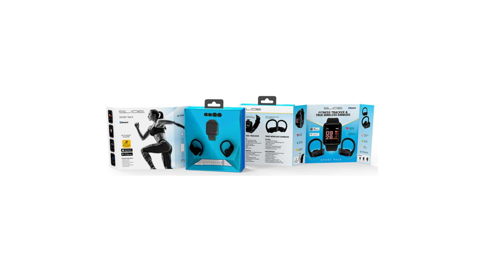 Slide Innovations 650 Fitness Combo Blue Tooth Earbds &amp; Fitness Tracker, Black, SLI-SCMB650