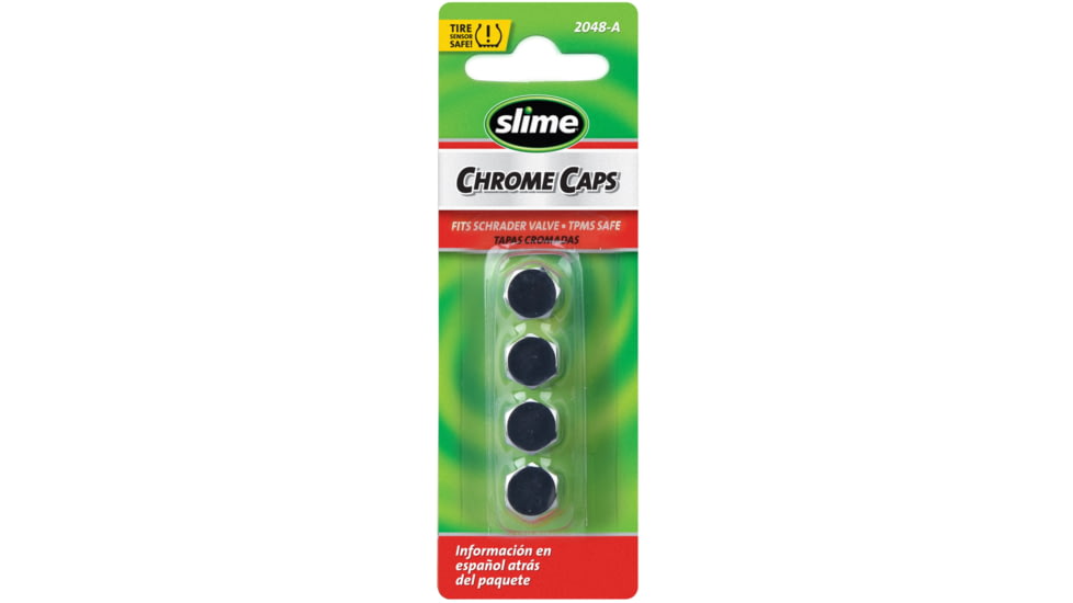 Slime Hex-Head Chrome Valve Caps, Silver, 2048-A