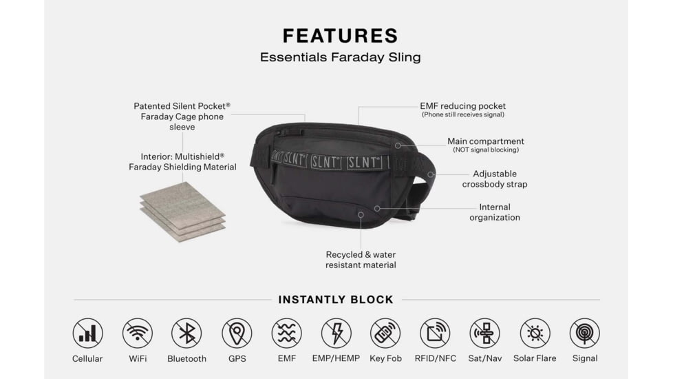 SLNT Essentials Faraday Sling, Black, 1.5L, SL-ESSL-01