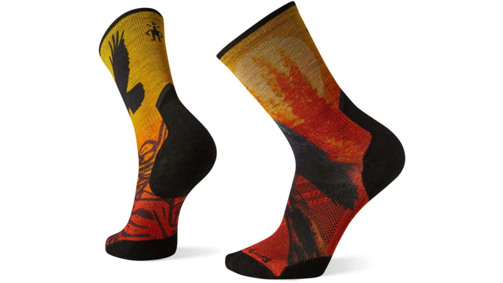 Smartwool Athlete Edition Run Raven Print Crew Socks - Mens, Tandoori Orange, Medium, SW001539823M
