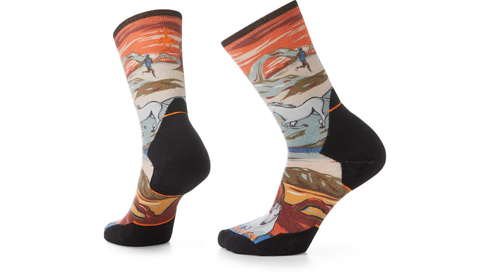 Smartwool Athlete Edition Run Trail Magic Crew Print Socks, Multi Color, Extra Large, SW0019741501-XL