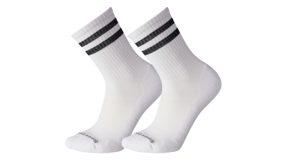 Smartwool Athletic Light Elite Stripe Crew 2 Pack Socks - Mens, White/Black, Large, SW004113D89-L