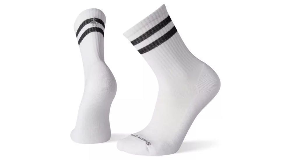 Smartwool Athletic Light Elite Stripe Crew Socks - Mens, White/Black, Medium, SW001249D89-M