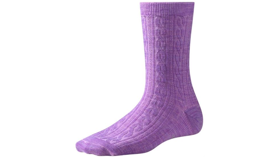 Cable Crew Sock - Womens-Lilac-Large