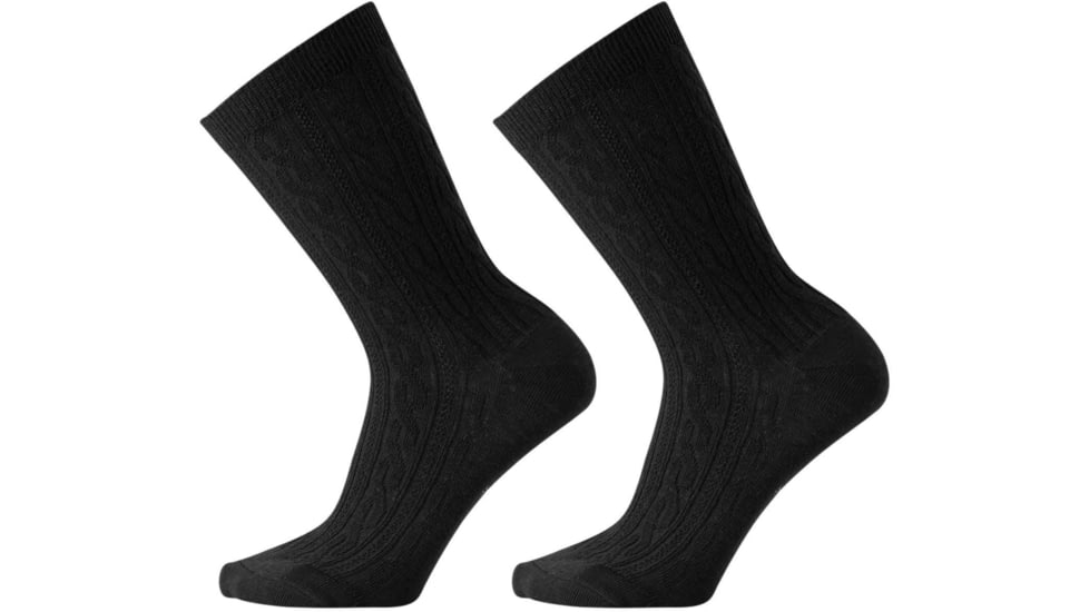 Smartwool Cable II Crew Sock, 2 Pack - Womens, Black, Large, SW000670001-BLACKL