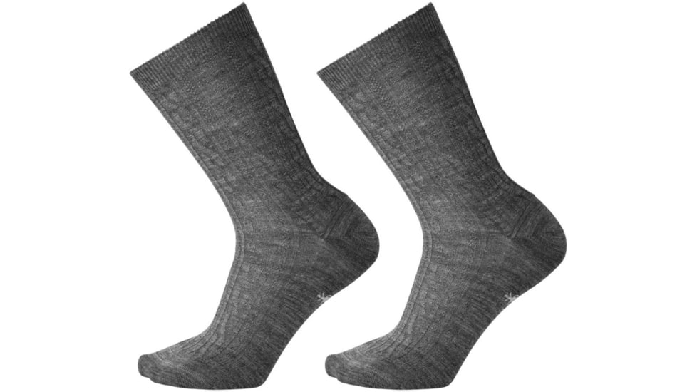 Smartwool Cable II Crew Sock, 2 Pack - Womens, Medium Gray, Large, SW000670052-MEDIUM GRAYL