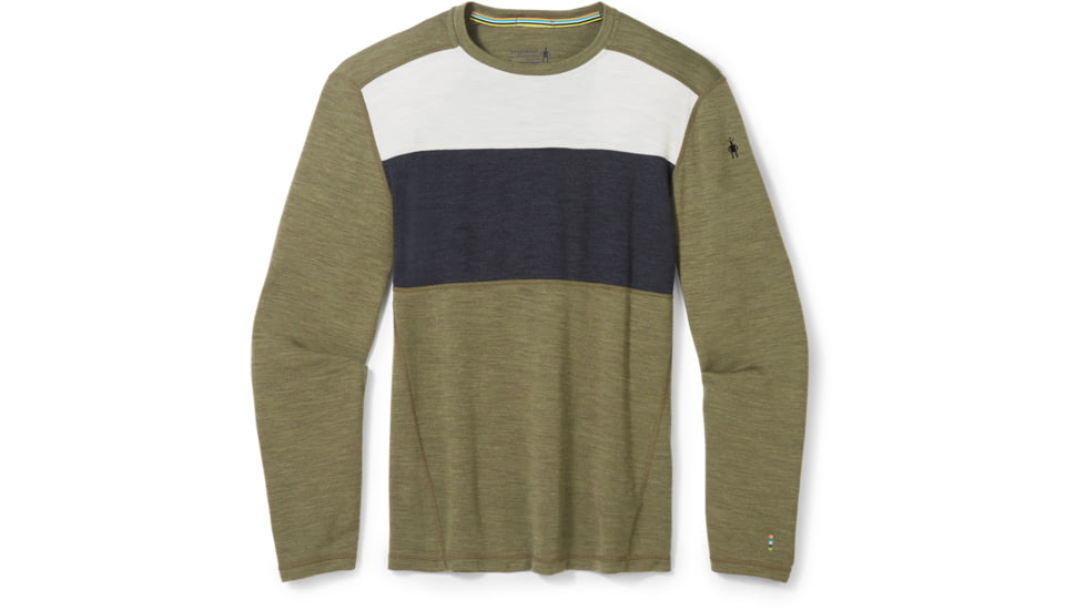 Smartwool Classic Thermal Merino Base Layer Colorblock Crew - Mens, K66 Winter Moss Heather, Large, SW016353K66L