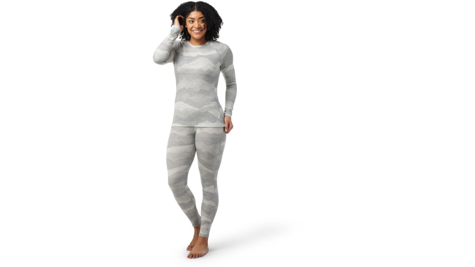 Smartwool Classic Thermal Merino Base Layer Pattern Crew - Womens, K55 Light Gray Mountain Scape, Small, SW016371K55S