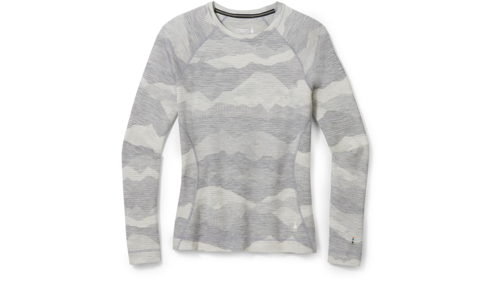 Smartwool Classic Thermal Merino Base Layer Pattern Crew - Womens, K55 Light Gray Mountain Scape, Small, SW016371K55S