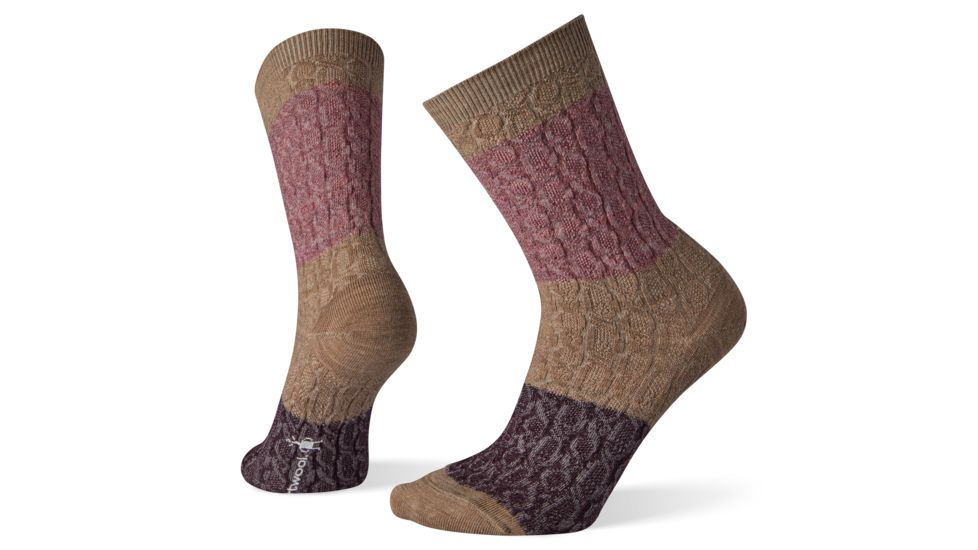 Smartwool Color Block Cable Crew Socks - Womens, Fossil, Small, SW004004880-S