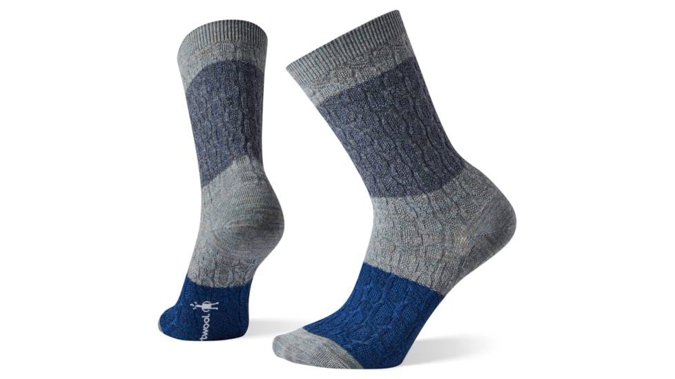 Smartwool Color Block Cable Crew Socks - Womens, Lunar Gray, Large, SW004004E47-L