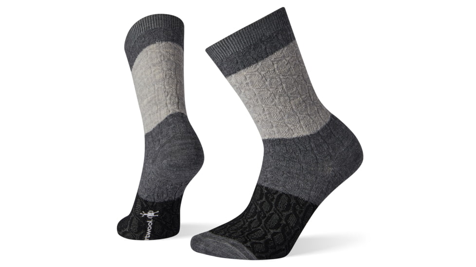 Smartwool Color Block Cable Crew Socks - Womens, Medium Gray, Small, SW004004052-S